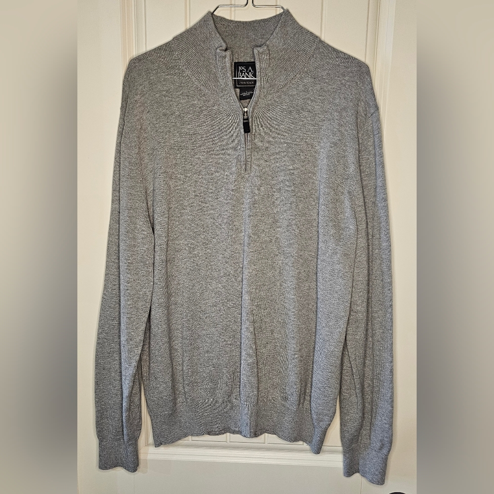 [JOS. A. BANK] Gray Collared Sweater w/ neck zipper 《L》